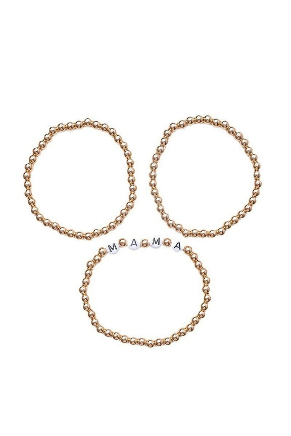Gold Beaded Bracelets Letter Stackable Bracelet for Women Colorful MAMA Stackable Layered Stretch Bracelets Set Mama Mothers Day Bracelet for Mom Birthday Gift from Daughter Son