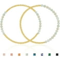 thumbnail image 1 of Gold Beaded Bracelets for Women 2Pairs 14K Gold Plated Stretch Bracelet Set Stackable Tarnish Dainty Natural Stone Bead Bracelets Gift, 1 of 6