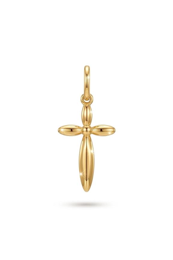 Gold Beaded Cross Pendant Necklace - 10 Karat Gold - Double Sided Religious Cross Necklace - First Communion - Baptism cross