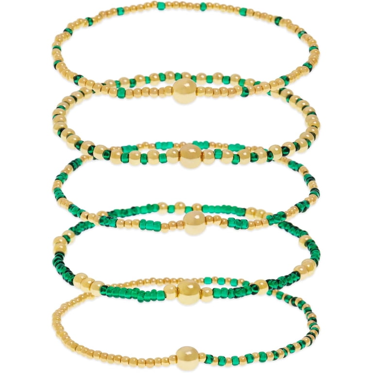 Gold Beaded Stack Bracelets Set For Women, 5Pcs Boho  display picture 1