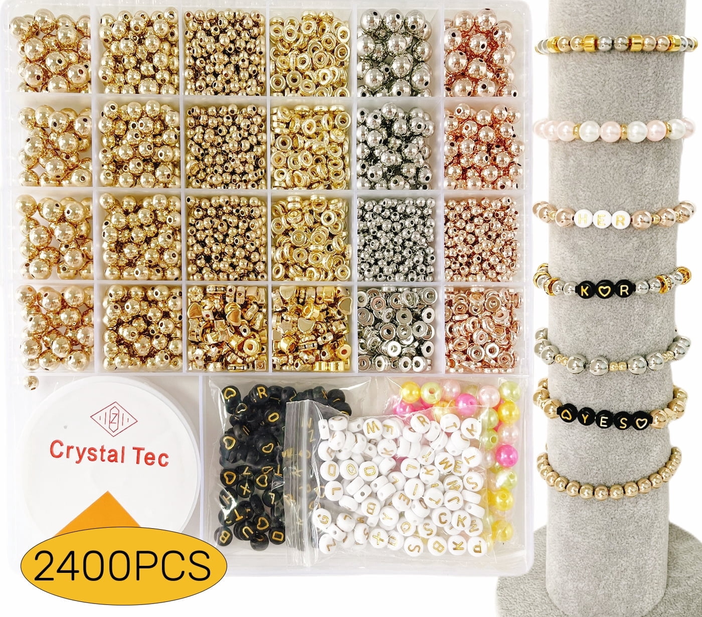 Gold Beads DIY Jewelry Making Supplies, Spacer Beads for Bracelets