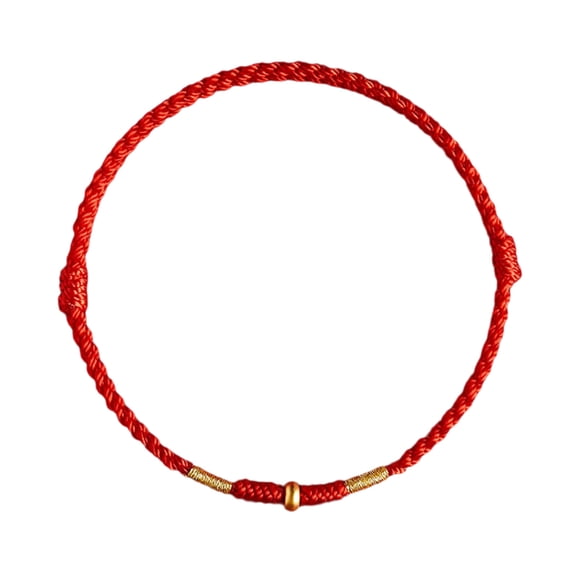 Gold Beads Red Cord for Friendship Adjustable Hand-Woven Bangle Good Luck Bangle New Year Gift Accessories
