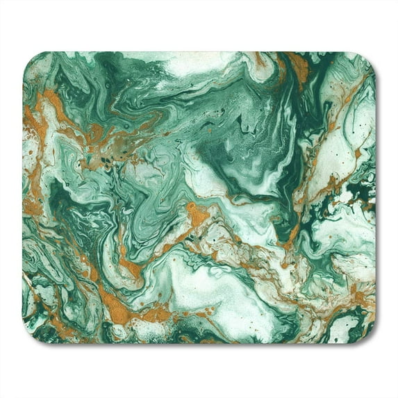 Gold Beautiful Abstract Golden and Dark Green Mixed Paints Marble Contemporary Emerald Mousepad Mouse Pad Mouse Mat 9x10 inch