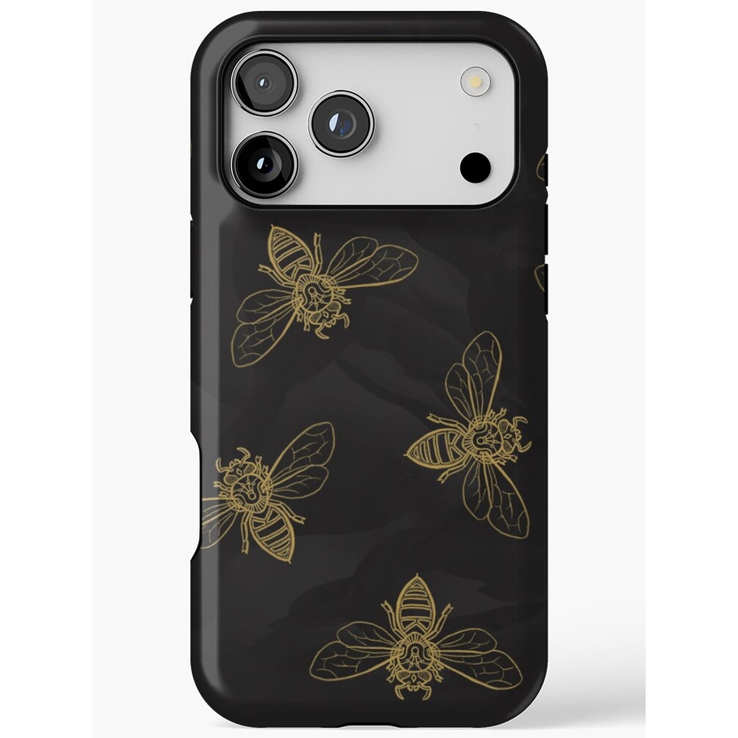 Gold Bee Line Art on Black Tough Phone Case for Select Apple iPhone ...
