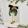thumbnail image 1 of Gold Bells with Bow Christmas Ornamentt with Green Bows & Bells, Pinecones, 30x9cm Hanging Decor for Tree and Holiday Displays, Festive Hanging Pendant, 1 of 5