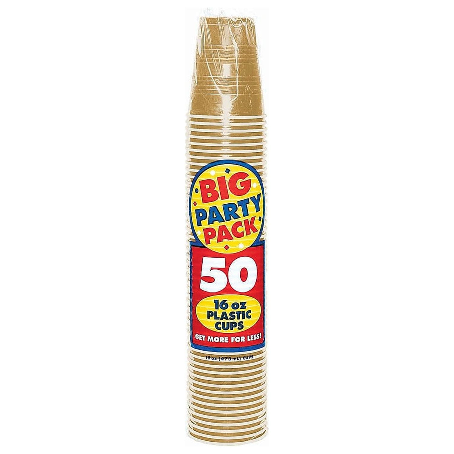 StarMar [Chefcity] 50 Pack - 16 Oz Disposable Gold Plastic Cups Big Party  Cup Perfect For Birthday Party's Tableware