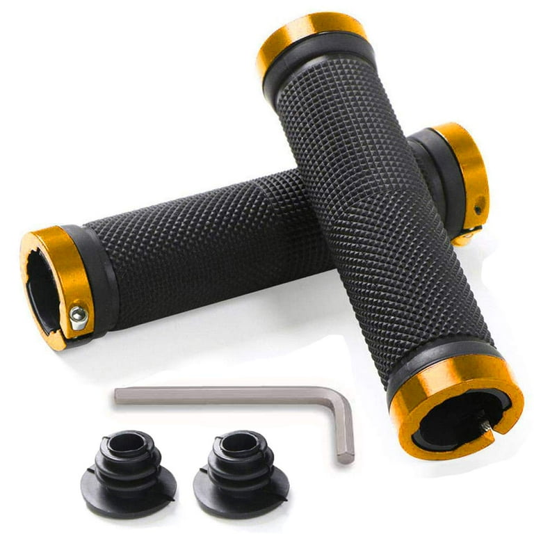 Gold Bike Handlebar Grips with Double Lock Mountain and Road