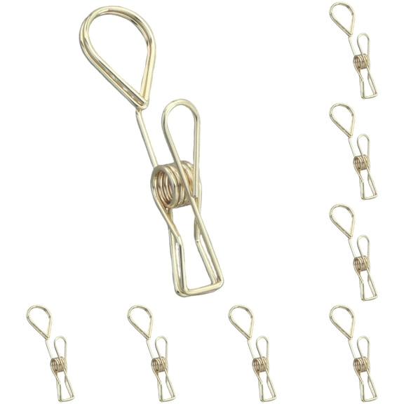 Gold Binder Clips Metal Wire Hollow Out Paper Clips 10Pcs Decorative Office Clips Long Tail Paper Clamps Stainless Steel Photo Clothes Hanging Clips 3.54in