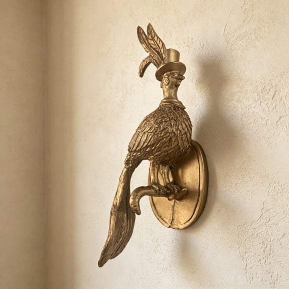 Gold Bird Animal Head Wall Decor Mount, Bird Art Wall Sculptures Home Decor, Resin Animal Wall Mount Decor Art for Living Room Bedroom Gift for Birthday Christmas