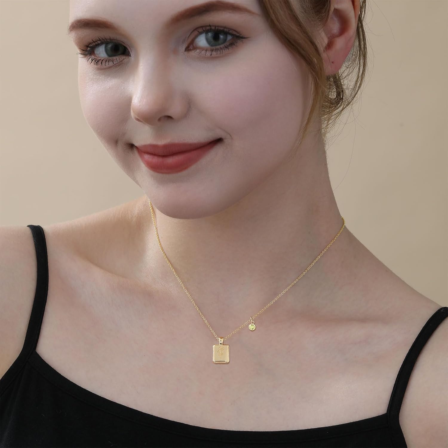 Birth Flower Necklace Set – 14K Gold Plated Layered Necklaces For Women, Adjustable Satellite Chain & Flower Coin Pendant, Meaningful Birthday Gift 5 thumbnail image