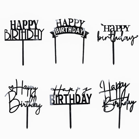Gold Birthday Cake Topper, 6pcs Acrylic Birthday Cake Toppers Happy Birth Cake Toppers for Decorations Gold Topper for Girls Women's Party Decorations