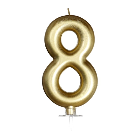 Gold Birthday Number 8 Candle, Gold Birthday Decorations, Candles for Cake Topper, Party Decoration, Anniversary and Graduation Celebrations