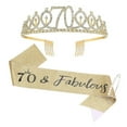 thumbnail image 1 of Gold Birthday Sash & Set - Glitter Fabric/Rhinestone, Adjustable/One Size, for Women's 16th-70th Birthday, 1 of 3