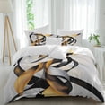 thumbnail image 1 of Gold Black Abstract 4 Piece Duvet Cover Set California King Size Geometric Street Art Soft Bedding Set Comforter Cover, 1 Duvet Cover 1 Flat Sheets and 2 Pillowcases, 1 of 9