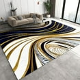thumbnail image 1 of Gold Black Abstract Lines Area Rug, Modern Vortex Light Luxury Indoor Carpet, Washable Soft Durable Comfortable Non-Slip for Living Room Bedroom Dining Room Study Hallway Decor 4x5ft, 1 of 7