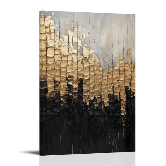 Gold & Black Abstract Textured Poster Wall Art Canvas Aesthetic Music And Movies Decorative Painting for Living Room Bed Room