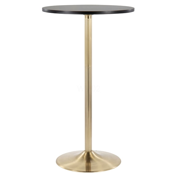 Gold & Black Adjustable Height Table for Dining or Bar Use, Modern Glam Metal and Wood Design