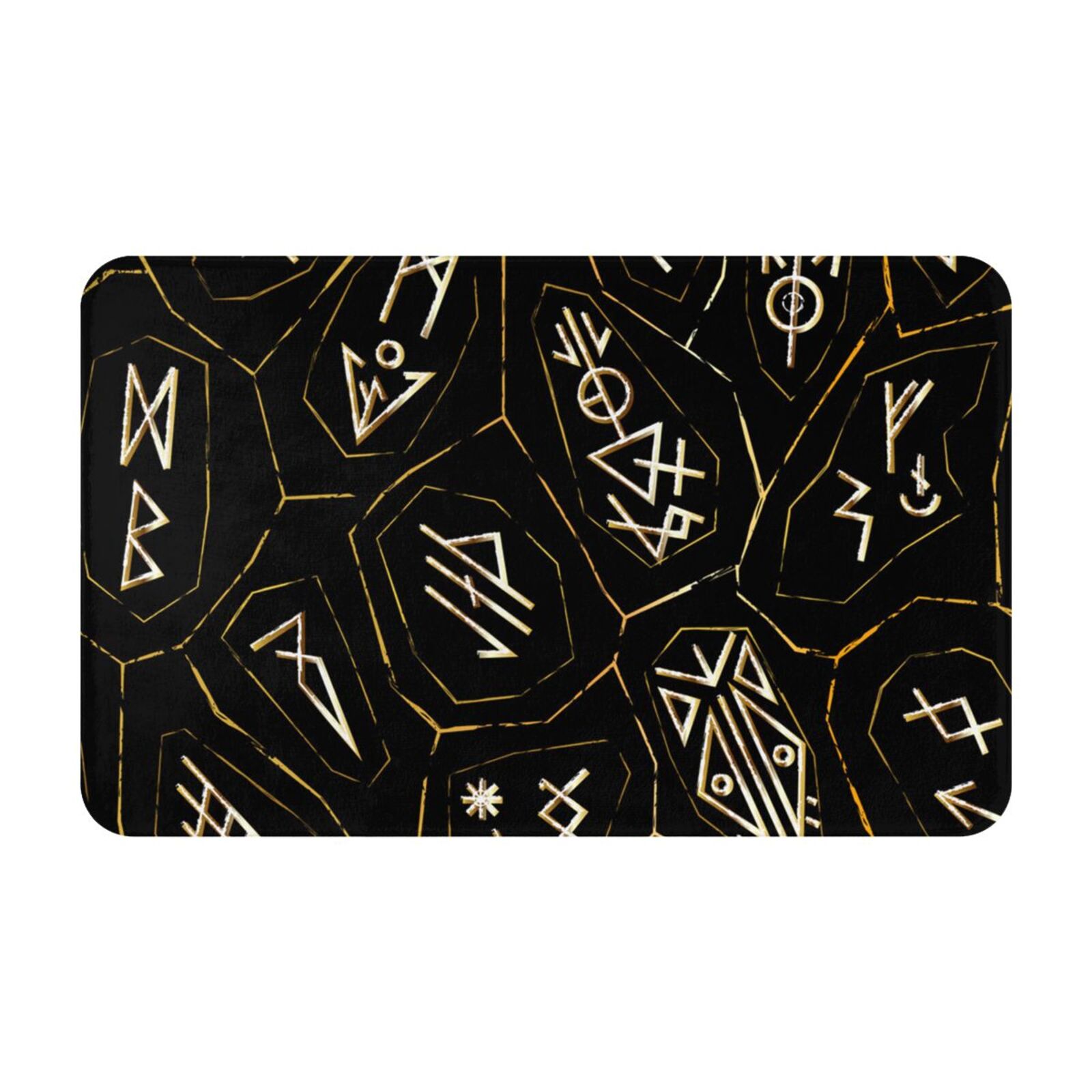 Protection Rune Doormat Gold Black Ancient Runes Front Door Mat Doormat Non Slip Bath Mats ...