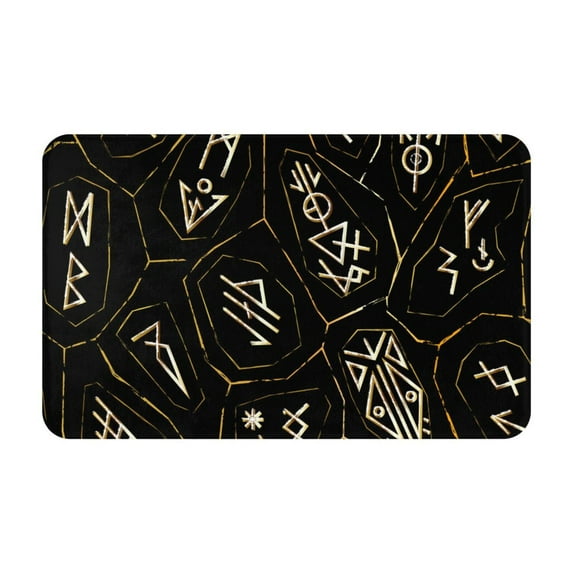 Gold Black Ancient Runes Front Door Mat Doormat Non Slip Bath Mats ...
