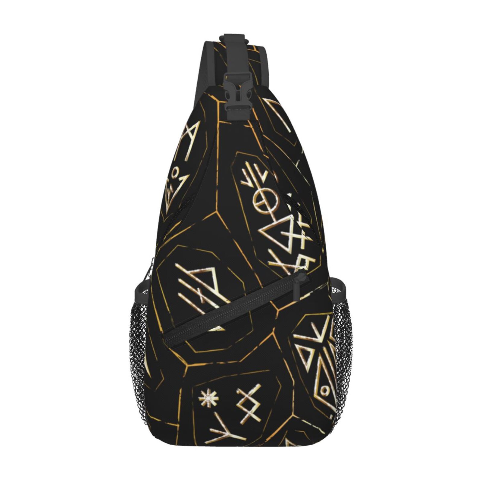 Gold Black Ancient Runes Sling Backpack Shoulder Chest Crossbody Bag ...