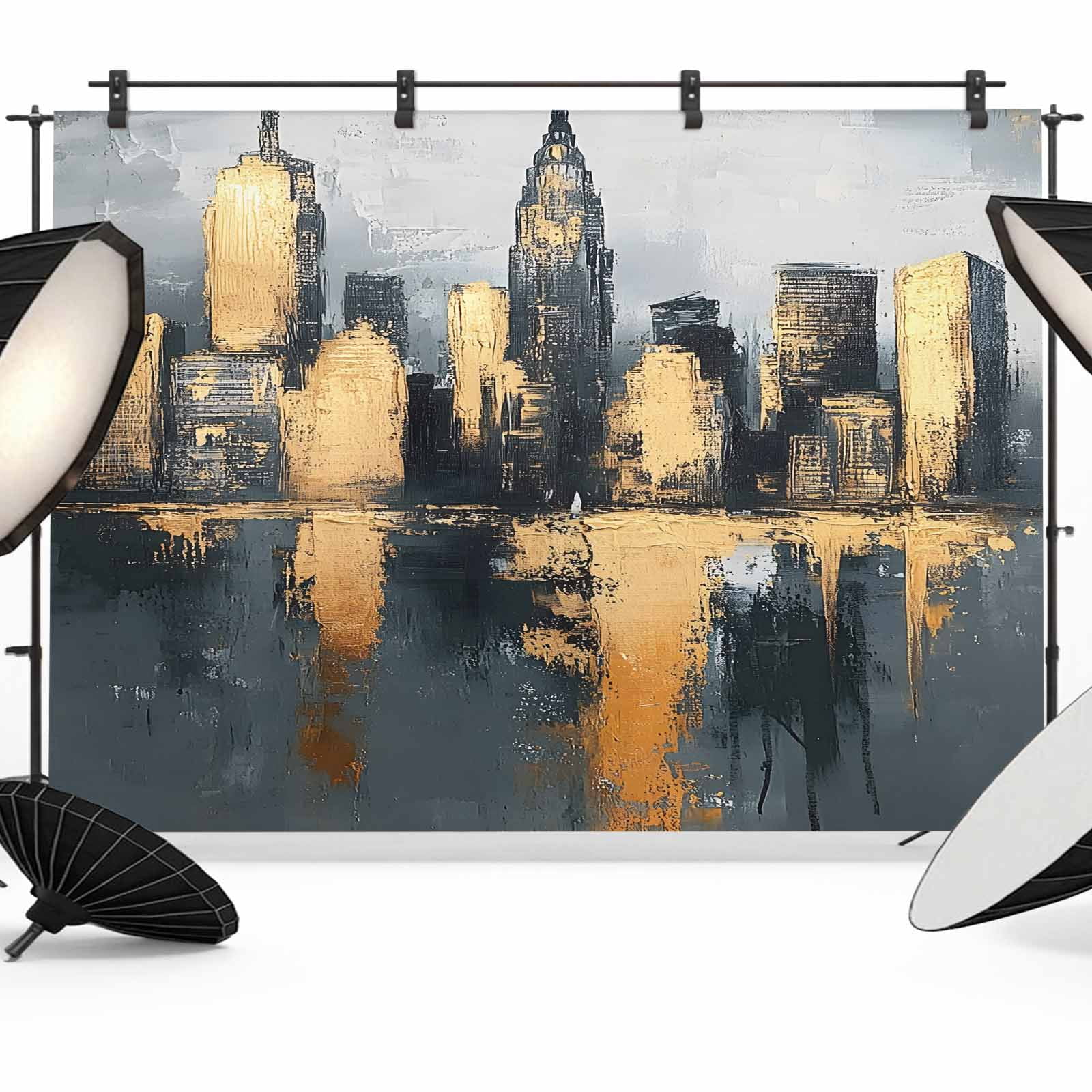 Gold Black Building Backdrop for Photoshoot,Photography Photo Studio ...