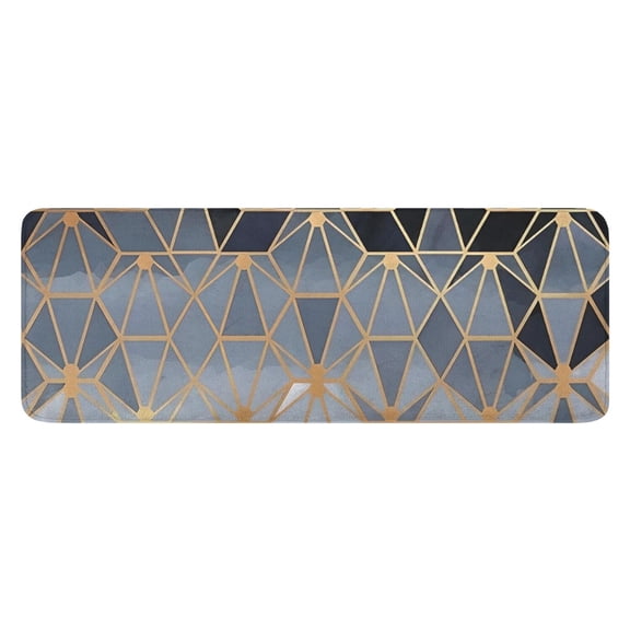 Gold Black Checkered Pattern Kitchen Rug Mat,Kitchen Runner Rugs Non Skid Washable,Decorative Kitchen Floor Mats for Kitchen,Sink,Laundry,17"x47.2"