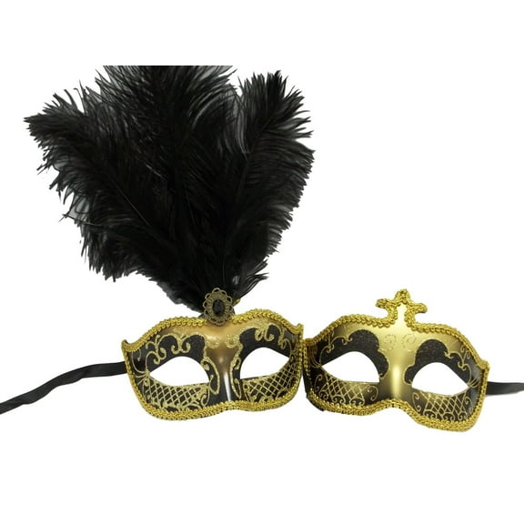 Gold Black Couples Man Woman Masquerade Mardi Gras Masks Male Female Set