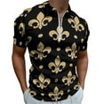 thumbnail image 1 of Gold & Black Fleur De Lis - Saints Fans Louisiana Men Zipper T-shirt Summer Casual Short Sleeve T-shirt Top, 1 of 7