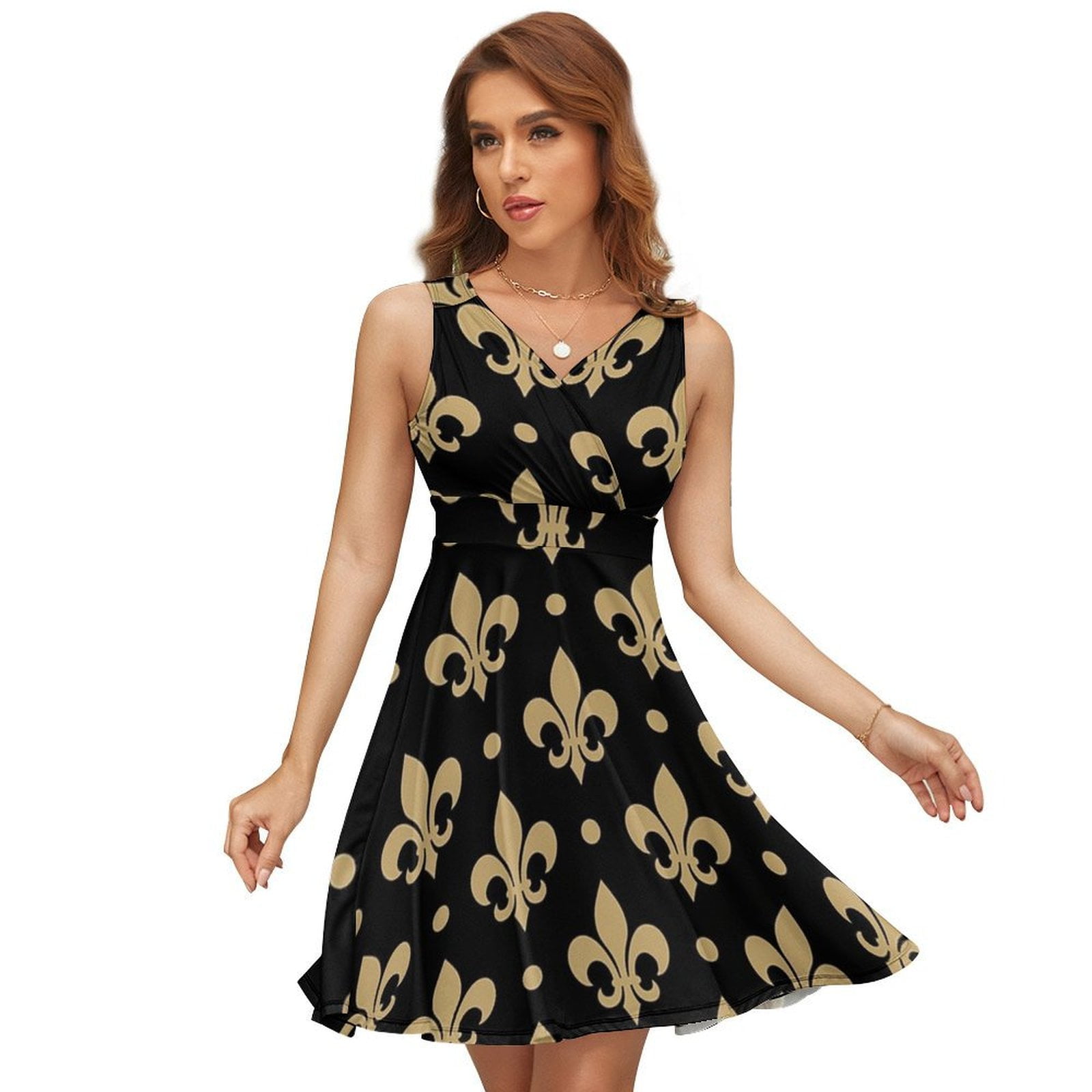 Gold & Black Fleur De Lis - Saints Fans Louisiana Sundress Sleeveless Dress  Summer Women Clothes Dress for Women Dresses - Walmart.com