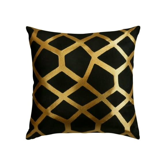 Gold Black Geometric Pillow Covers, Square Throw Pillow Case Decoration, Linen Cushion Covers for Couch Sofa Bedroom Home Decor
