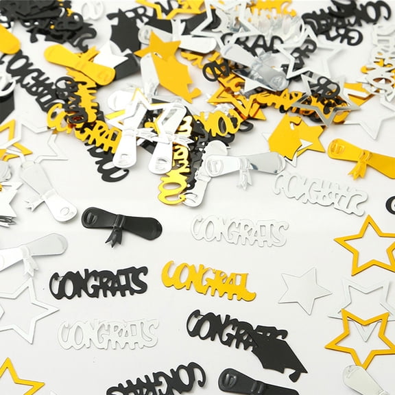 Gold and Black Graduation Confetti 15 Grams Class Of 2026 Graduation Table Confetti Congrats Grad Table Confetti for Table Gift Bags Cards Grad Decorations
