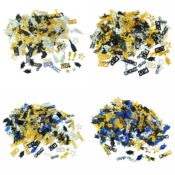 Gold and Black Graduation Confetti 2026, Graduation Decorations 2026,60G Congrats Grad Confetti With Graduation Caps, Rolled Diplomas, Stars, "Congrats""Grad" Word Graduation Centerpieces for Tables
