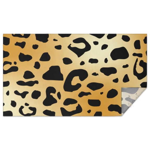 Gold and Black Of Leopard Print Rectangle Tablecloth 60"x102",Waterproof Polyester Rectangle Table Cloth, Wipeable Spillproof Polyester Tablecloth for Dining, Camping, Indoor and Outdoor