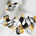 thumbnail image 1 of Gold Black Line Bathroom Rugs Set Metallic Texture Non Slip Absorbent Soft Bath Mats 3 Piece Set with Bathroom Rug, U-Shaped Floor Mat, Toilet Seat Cover Large Size, 1 of 9