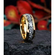Gold Black Meteorites Rings for Him Black Meteorite Wedding Band, 8mm ring, Real Meteorite Ring Mens Wedding Band, Mens Ring