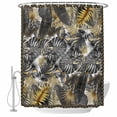 thumbnail image 1 of Gold Black Palm Leaves Fabric Shower Curtain Summer Tropical Washable Shower Curtains for Bathroom, Waterproof Bath Curtain with Hooks Home Decor 72x72in, 1 of 8