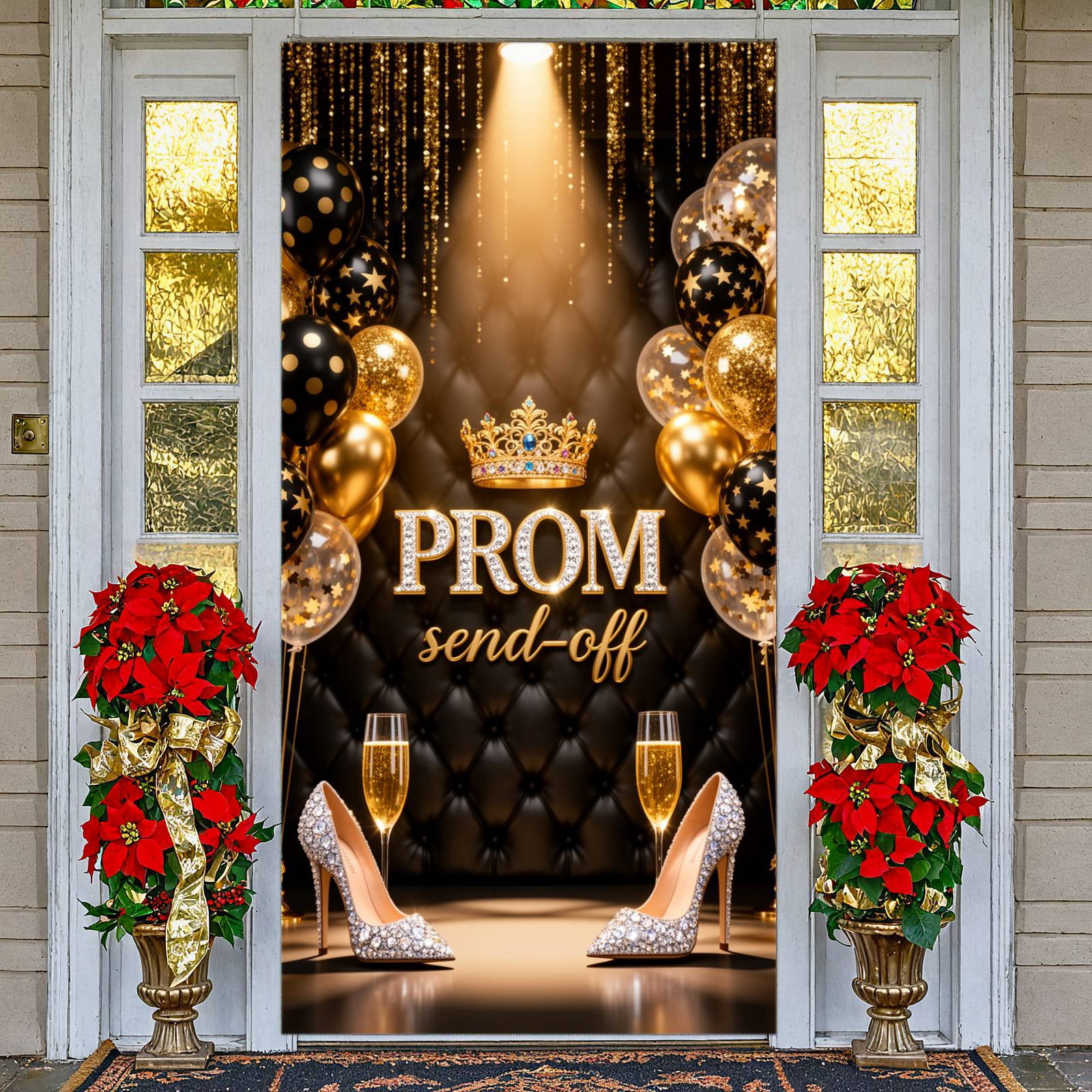 Gold & Black Rhinestone Prom Send-off Banner Glitter Luxury Party ...