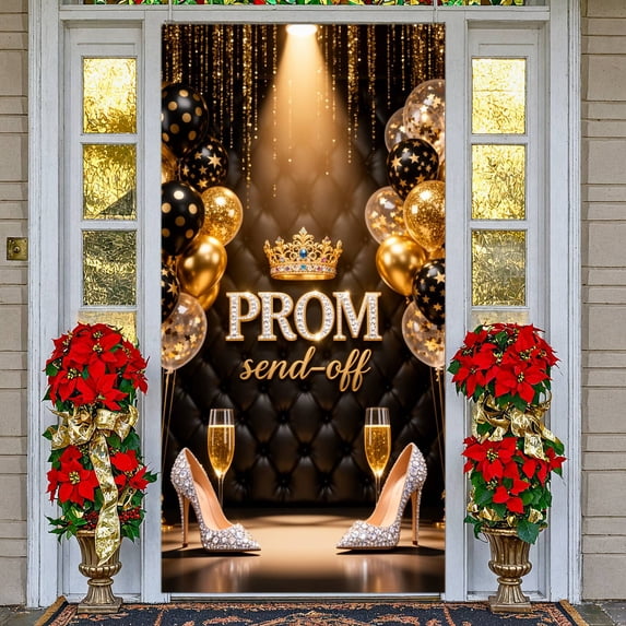 Gold & Black Rhinestone Prom Send-off Banner Glitter Luxury Party ...