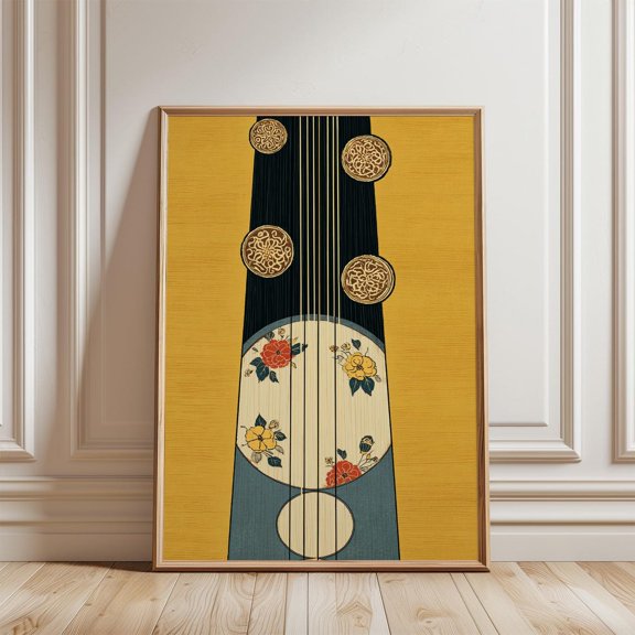 Gold Black String Instrument Poster Unframed Paper Print