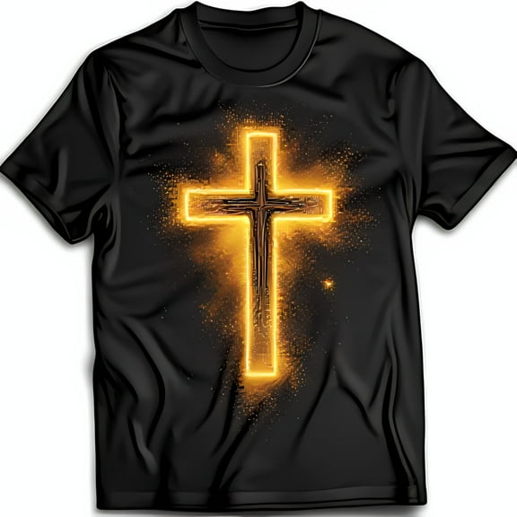 Gold Black T-Shirt with Sparkling Short Sleeve