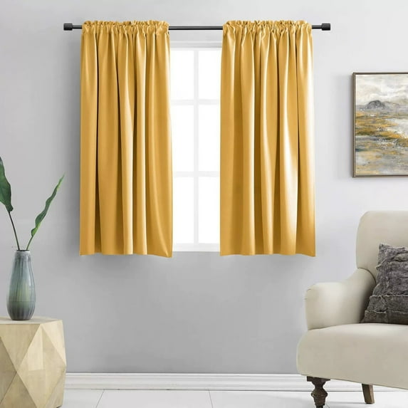 Gold Blackout Curtain Blinds - Solid Thermal Insulated Window Treatment Blackout Drapes/Draperies for Bedroom (2 Panels, 42 inches Wide by 84 inches Long, Gold)