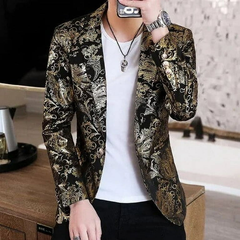 Men gold blazer hotsell