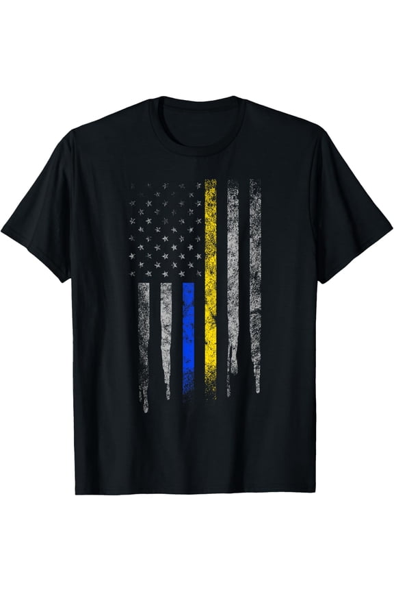 Gold Blue Line 911 Police Dispatcher First Responder T-Shirtmen and women can wear, black, white, gifts.S,M,L,XL,2XL,3XL,898XL