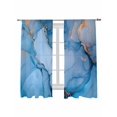 thumbnail image 1 of Gold Blue Marble Texture Sheer Curtains 72 inches Long 2 Panels Set Abstract Gradient Water Ripple Sheer Window Curtain Rod Pocket Voile Drapes for Living Room/Bedroom, Each 52" W x 72" L, 1 of 7