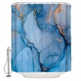 thumbnail image 1 of Gold Blue Marble Texture Shower Curtain, 72" x 72", Abstract Gradient Water Ripple Waterproof Bathroom Curtain Washable Shower Curtain Set with 12 Hooks, 1 of 6