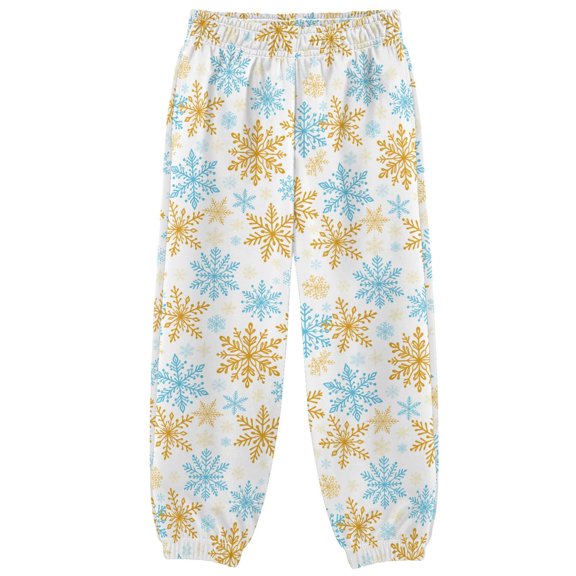 Gold Blue Snowflake Boys Pants Kids Casual Sweatpants Joggers Toddler Sports Pants 3-10 Years