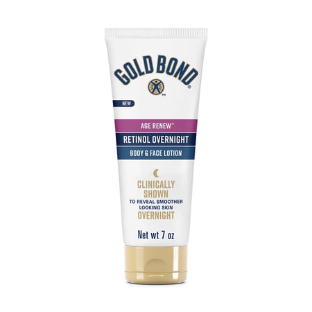 Gold Bond Age Renew Retinol Overnight Body and Face Lotion, Retinol Face and Body Lotion with Peptide Complex, 7 oz