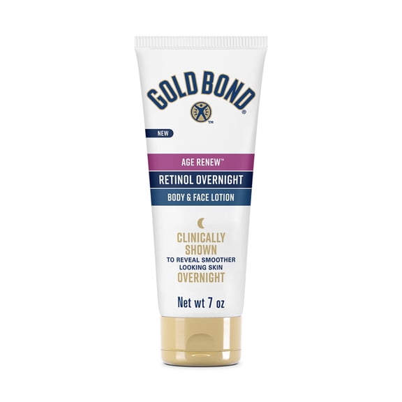Gold Bond Age Renew Retinol Overnight Body & Face Lotion, Retinol Face and Body Lotion with Peptide Complex, 7 oz