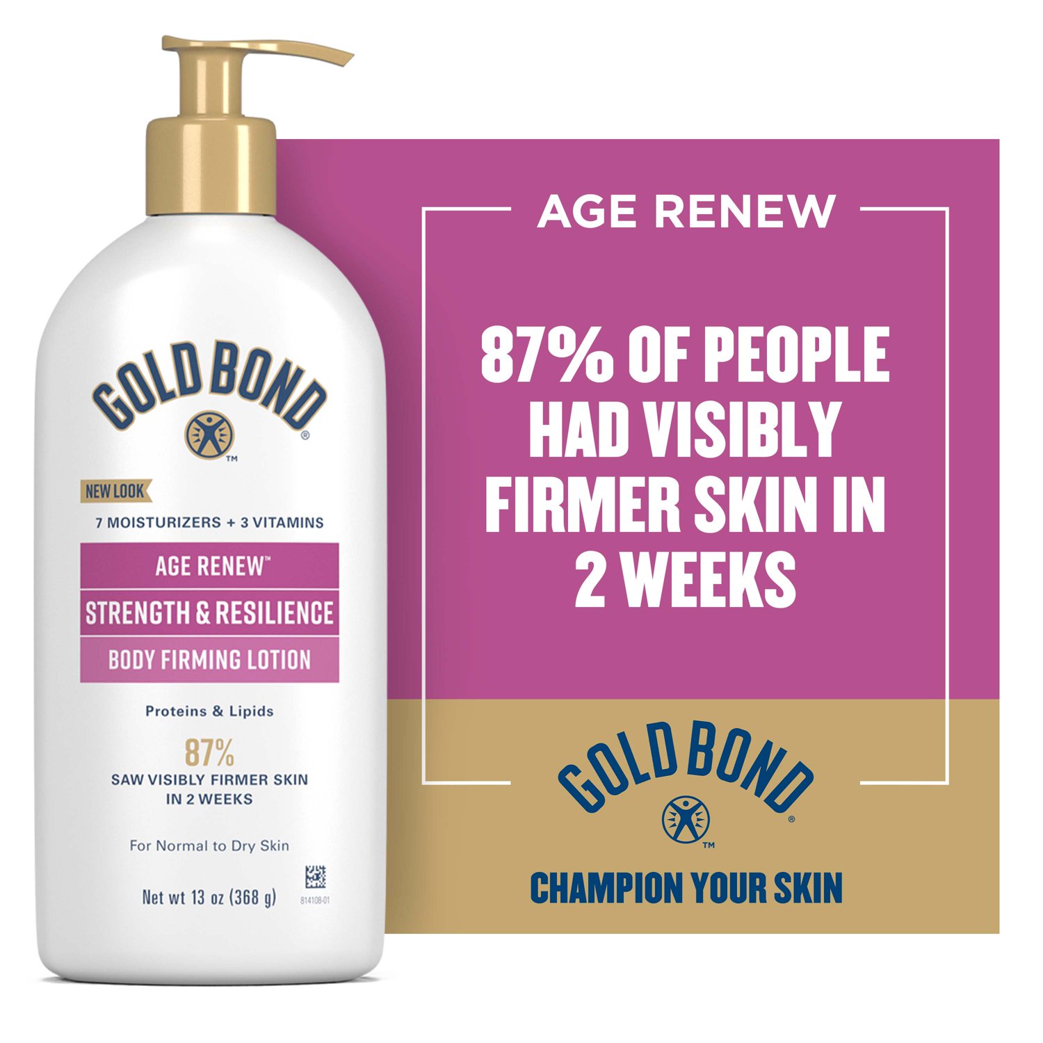 Gold Bond Age Renew Strength and Resilience Hand Moisturizer and Body Lotion Cream for Firmer Skin, 13 oz - image 1 of 8