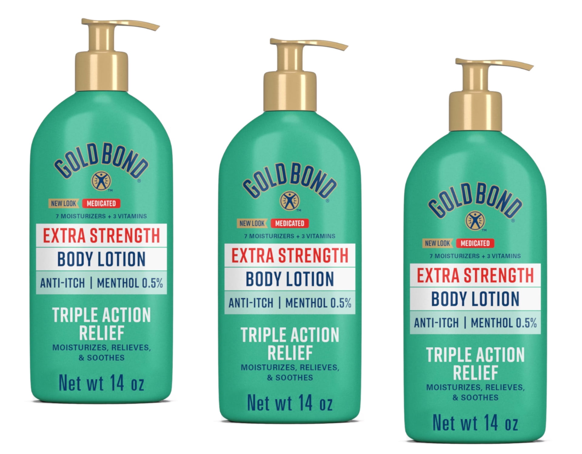 Gold Bond Body Lotion Medicated Extra Strength 14 oz (Pack of 3)